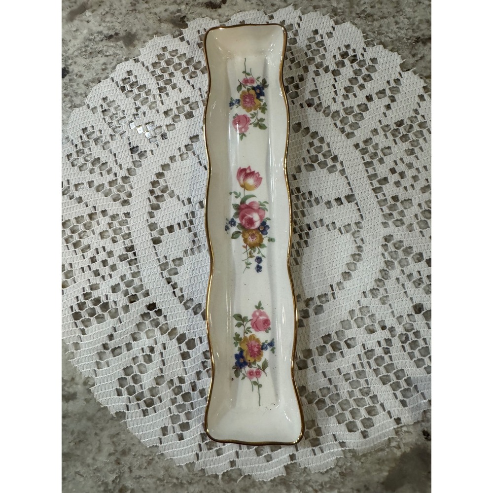 Oakley China Ltd England Bone China Trinket Dish Gold Rim Scalloped 8.25in